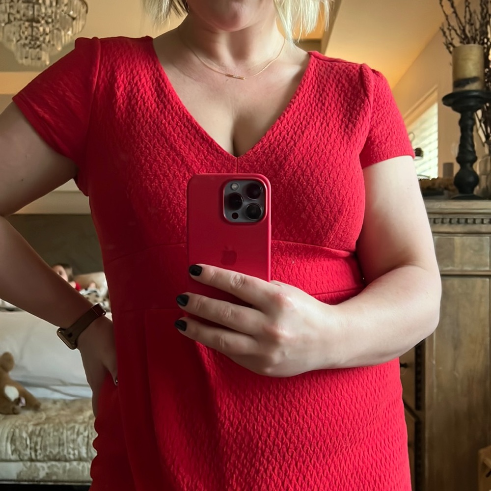 Maeve brand Anthropologie red dress